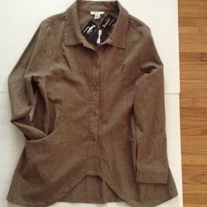 Dorman Linen Hi Lo Hemline Shirt Jacket